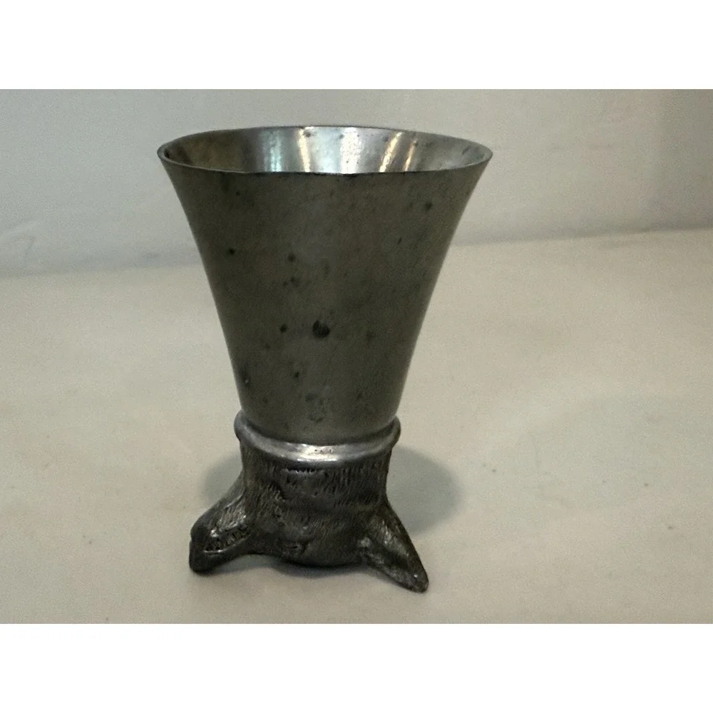 Vintage Silver Plated Fox Wolf Head‎ Stirrup Cup / Barware Shot Glass 3.5